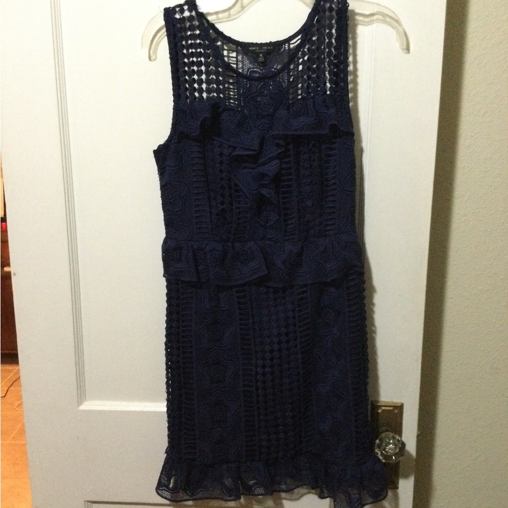 Elegant Navy Blue Lace Dress